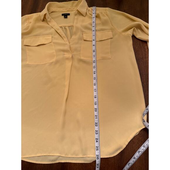 Ann Taylor Women’s Canary Yellow Collared 3/4 Sleeve Blouse Size Petite Large - Picture 11 of 11